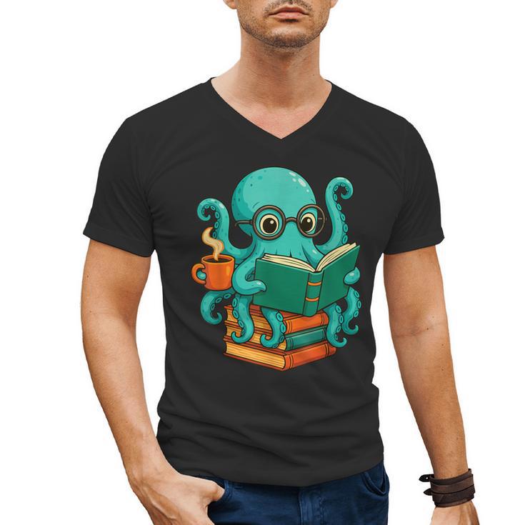Octopus Reading Book Reading Bookworm Reader Men's V-Neck T-Shirt