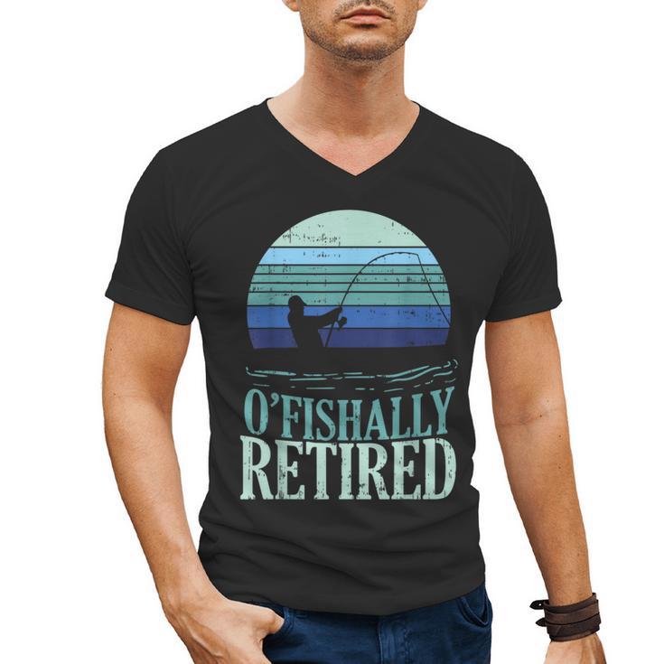 Ofishally Retired Fishing Retro Retirement Dad Men Men's V-Neck T-Shirt