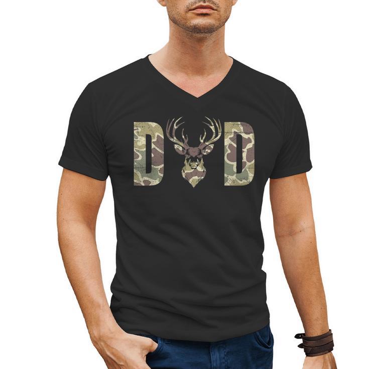 Old School Camo Dad Hunting Camouflage Deer Father's Day Men's V-Neck T-Shirt