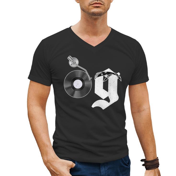 Old School Dad OG Hip Hop Head Vinyl Retro 80s90s Nostalgia Men's V-Neck T-Shirt