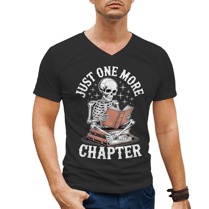 One More Chapter Skeleton Reading Books Lovers Readers Men's V-Neck T-Shirt