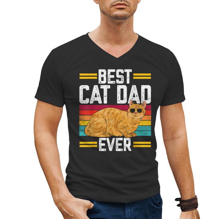 Orange Cat Best Cat Dad Ever Orange Tabby Cat Men's V-Neck T-Shirt