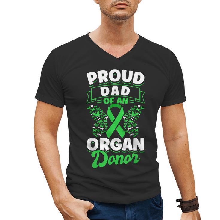 Organ Donation Green Ribbon Proud Dad Of An Organ Donor Men's V-Neck T-Shirt