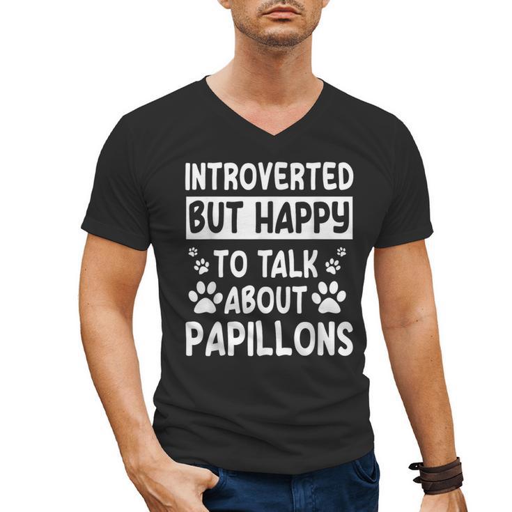 Papillon Dog Owner Introverted Spaniel Breed Fur Parent Men's V-Neck T-Shirt