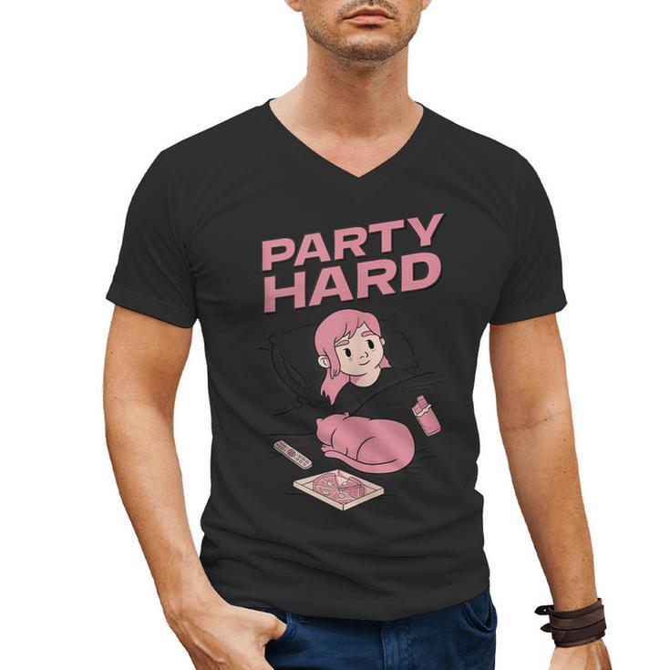 Party Hard Comfortable Stay At Home Introvert Men's V-Neck T-Shirt