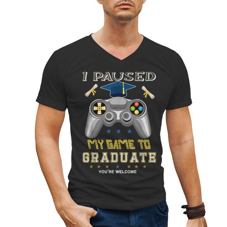 I Paused My Game To Graduate Class Of 2023 Gamer Graduation Men's V-Neck T-Shirt