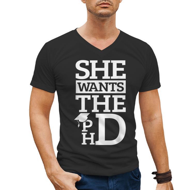 PhD Doctorate Husband Boyfriend PhD Graduation Men's V-Neck T-Shirt