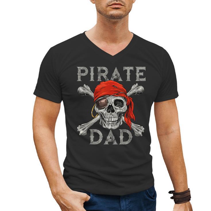 Pirate Dad Shirt Jolly Roger Crossbones Skull Halloween Men's V-Neck T-Shirt
