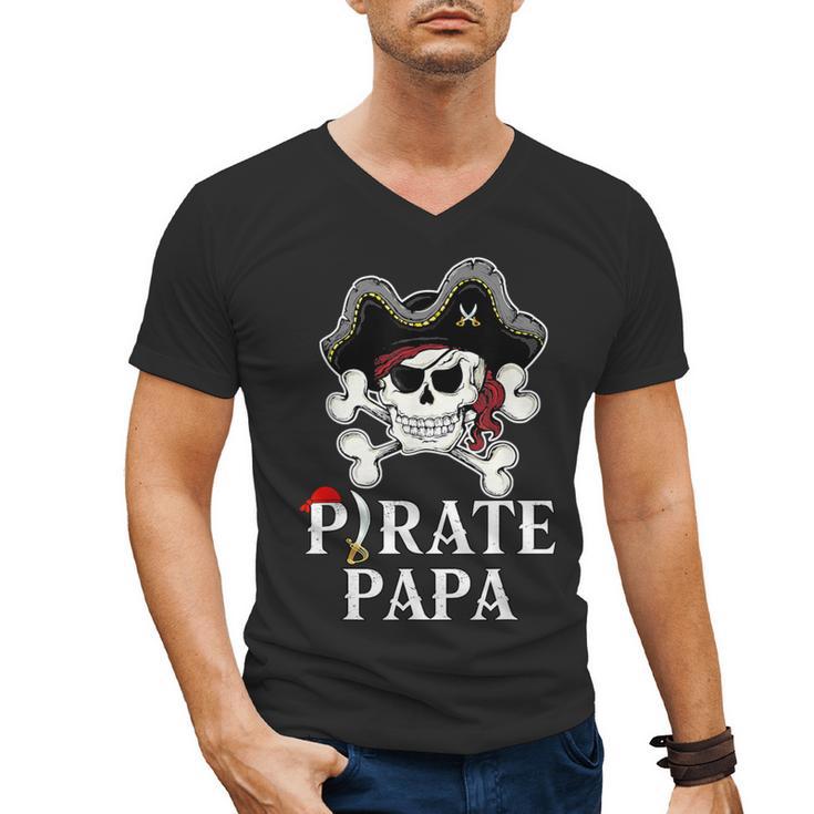 Pirate Papa Costume Jolly Roger Crossbones Pirate Dad Men's V-Neck T-Shirt