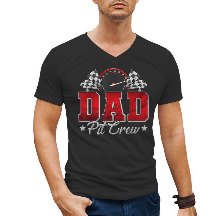 Pit Crew Race Car Racing Dad Family Birthday Party Men's V-Neck T-Shirt