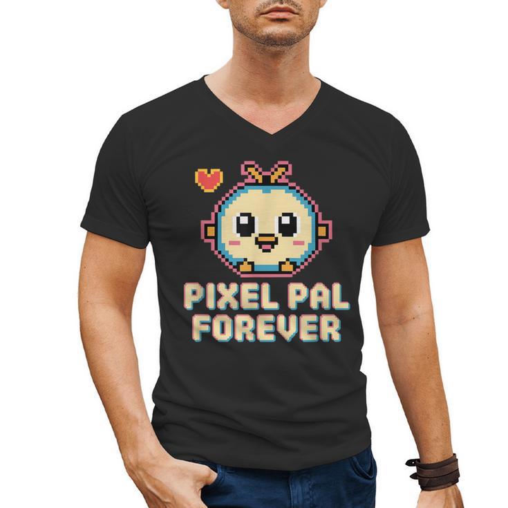 Pixel Art Pet Y2K Retro Vintage Digital Nostalgia Y2K Tech Men's V-Neck T-Shirt