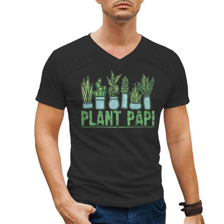 Plant Papi Daddy Father Gardener Gardening Father’s Day Men's V-Neck T-Shirt