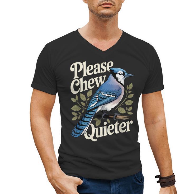 Please Chew Quieter Introvert Christmas Bird Watcher Men's V-Neck T-Shirt