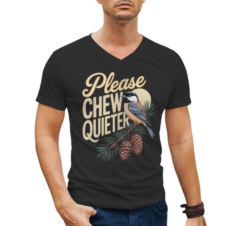 Please Chew Quieter Introverts Casual Everyday Men's V-Neck T-Shirt
