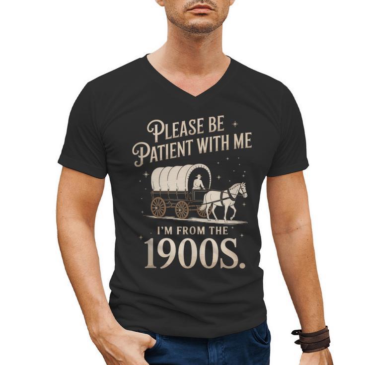 Please Be Patient With Me I'm From The 1900s Retro Western Men's V-Neck T-Shirt