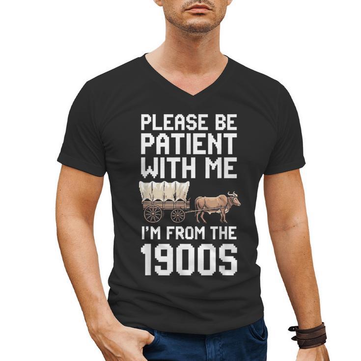 Please Be Patient With Me I'm From The 1900s Vintage Retro Men's V-Neck T-Shirt