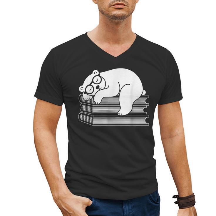 Polar Bear Reading Book Pajama Sleep Men's V-Neck T-Shirt
