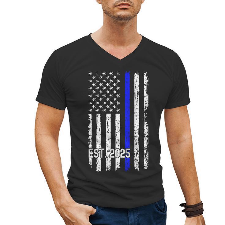 Police Graduation Est 2025 Back Print Police Academy Vintage Men's V-Neck T-Shirt