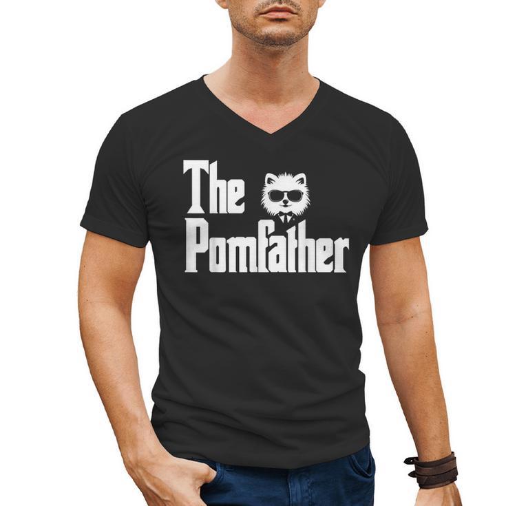The PomFather Pomeranian Dog Dad Shirt Men Men's V-Neck T-Shirt