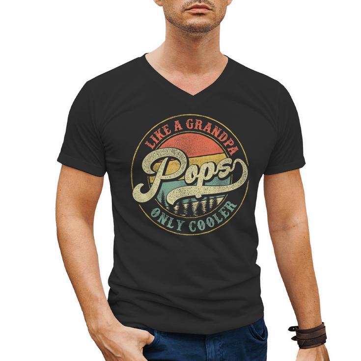 Pops Like a Grandpa Only Cooler Vintage Retro Pops Dad Men's V-Neck T-Shirt