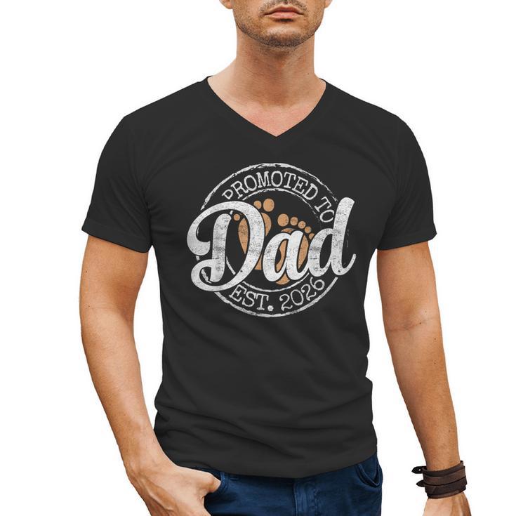 Promoted To Dad Est 2026 Stamp First Time Daddy To Be Men's V-Neck T-Shirt