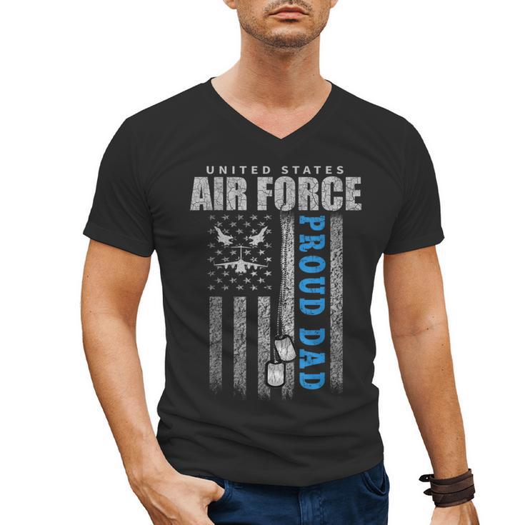 Proud Air Force Dad Of The US Air Force USA Flag Men's V-Neck T-Shirt