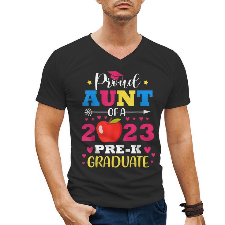 Proud Aunt Of 2023 Pre-K Graduate Senior Graduation Matching Men's V-Neck T-Shirt