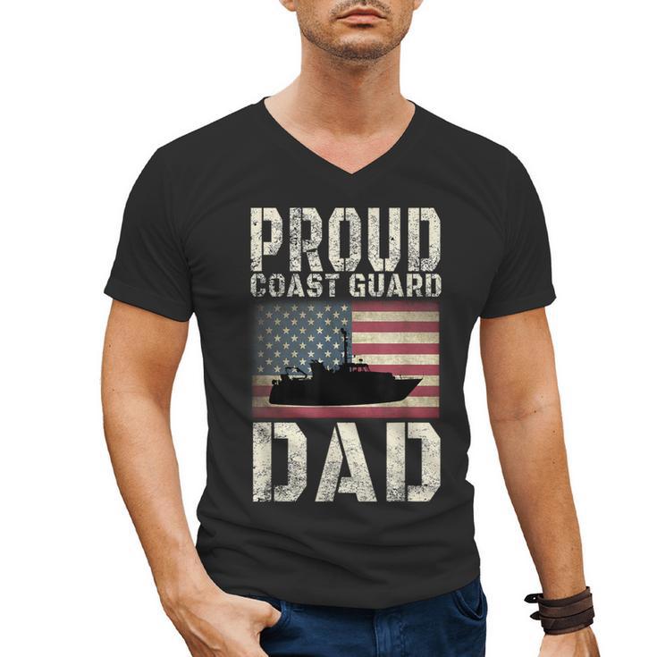 Proud Coast Guard Dad USCG American Flag T-Shirt Men's V-Neck T-Shirt
