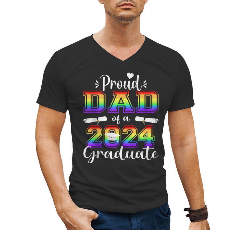 Proud Dad Of 2024 Graduate Class 2024 Graduation Family Men's V-Neck T-Shirt
