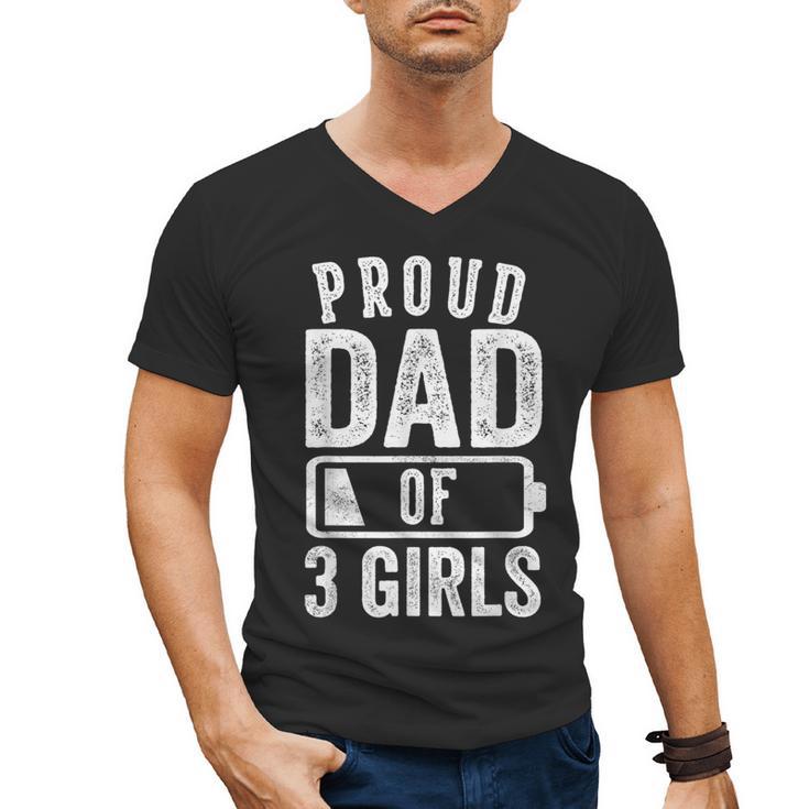 Proud Dad Of 3 Girls Daddy Of Three Daughters Men's V-Neck T-Shirt
