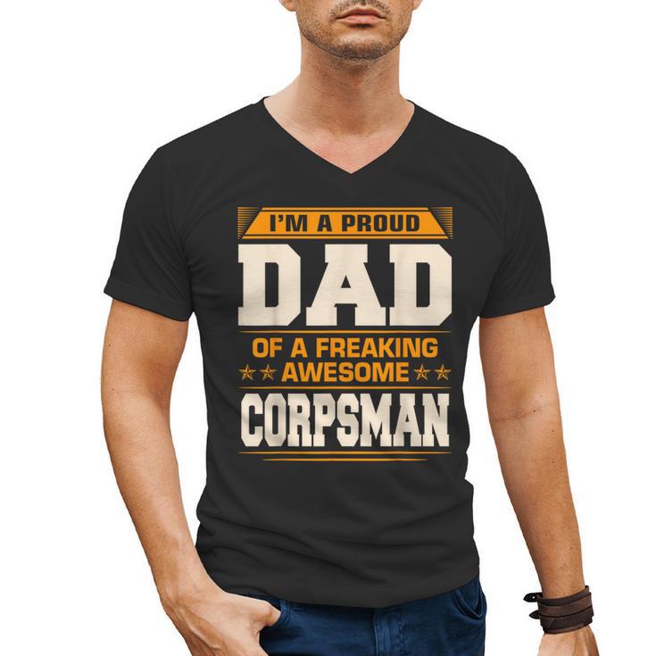 Proud Dad Of Awesome Corpsman Father's Day Men's V-Neck T-Shirt