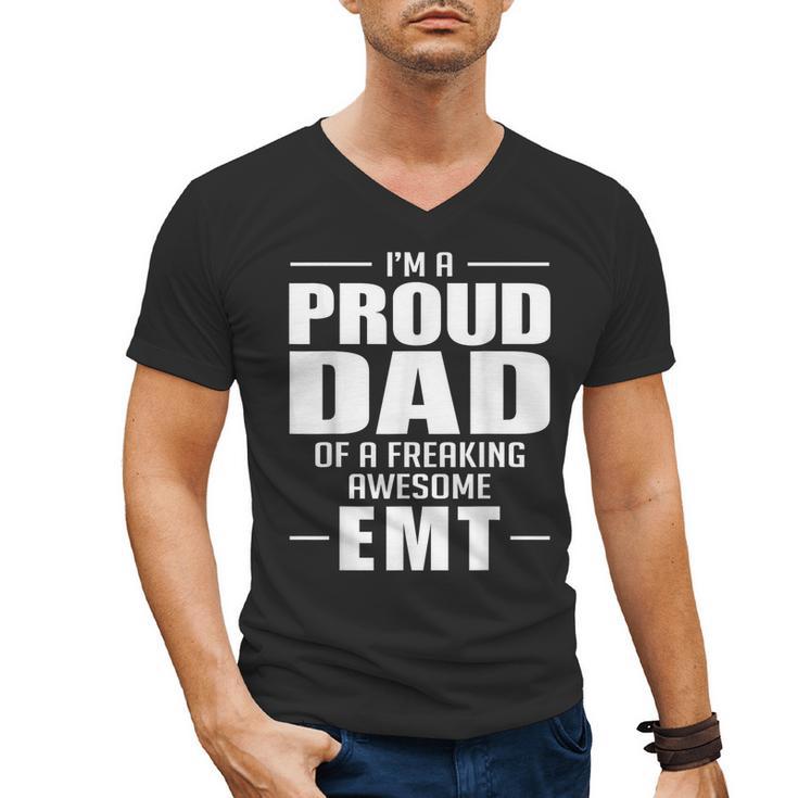 Proud Dad Of a Freaking Awesome EMT Emergency Medical Men's V-Neck T-Shirt