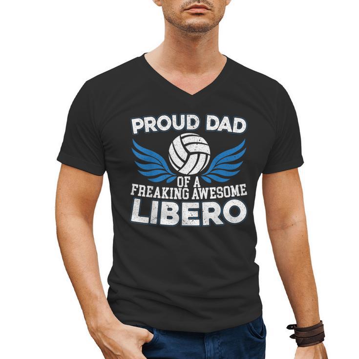 Proud Dad Of A Freaking Awesome Libero Volleyball Father Men's V-Neck T-Shirt