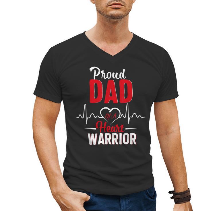 Proud Dad Of a Heart Warrior CHD Awareness Shirt Gift Men's V-Neck T-Shirt