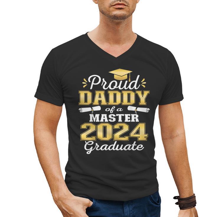 Proud Daddy Of 2024 Class Master Graduate Family Graduation Men's V-Neck T-Shirt
