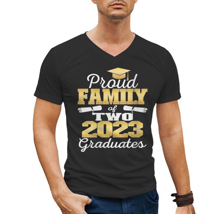 Proud Family Of Two 2023 Graduate Class 2023 Graduation Men's V-Neck T-Shirt