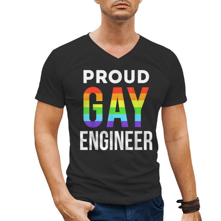 Proud Gay Engineer LGBTQ Rainbow Engineering Graduation Men's V-Neck T-Shirt