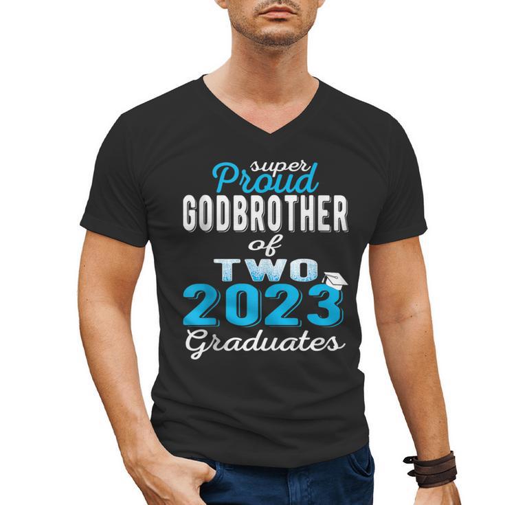 Proud Godbrother Of Two 2023 Graduate Class 2023 Graduation Men's V-Neck T-Shirt