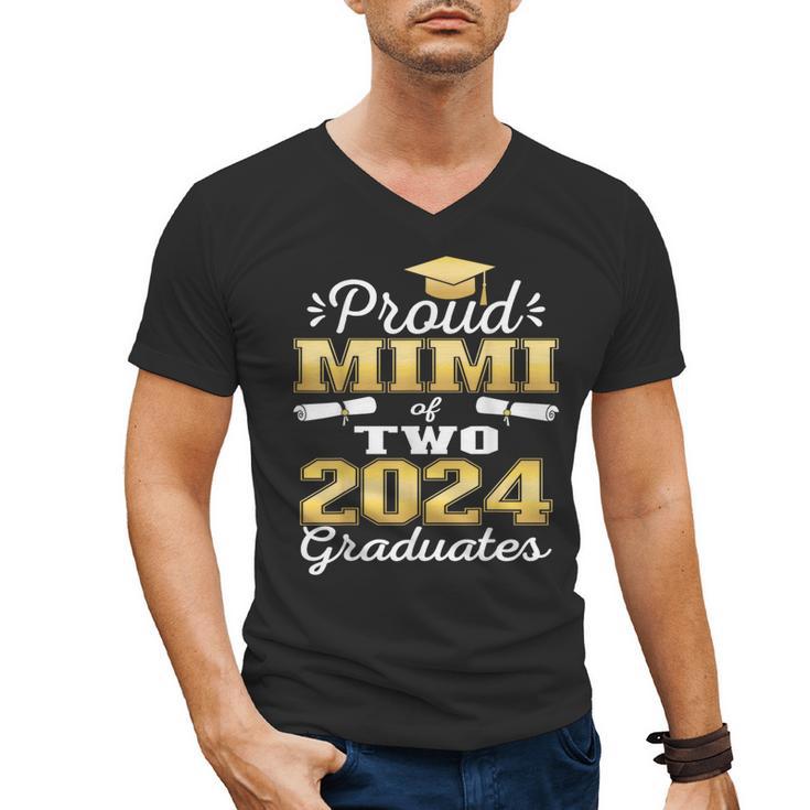 Proud Mimi Of Two 2024 Graduate Class 2024 Graduation Family Men's V-Neck T-Shirt
