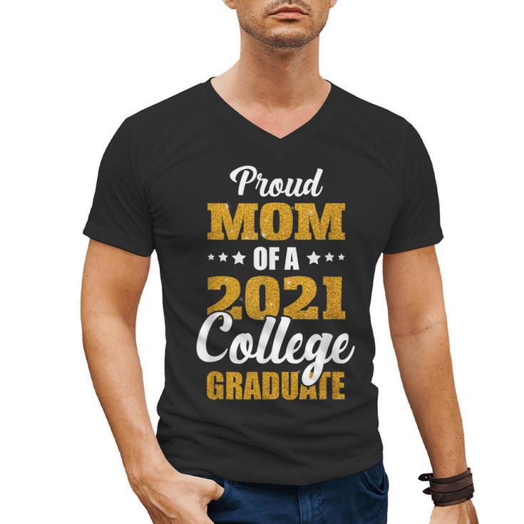 Proud Mom Of A 2021 College Graduate Senior Graduation Men's V-Neck T-Shirt