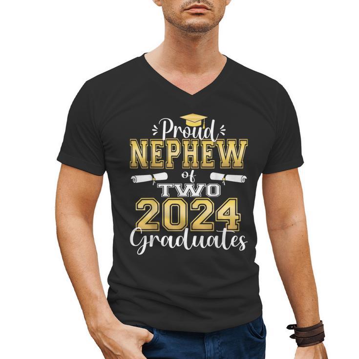 Proud Nephew Of Two 2024 Graduate Class 2024 Graduation Men's V-Neck T-Shirt