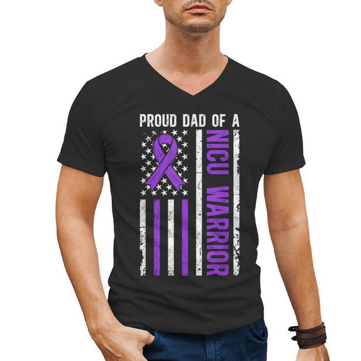 Proud NICU Dad Of NICU Warrior Micro Preemie Baby Father Men's V-Neck T-Shirt
