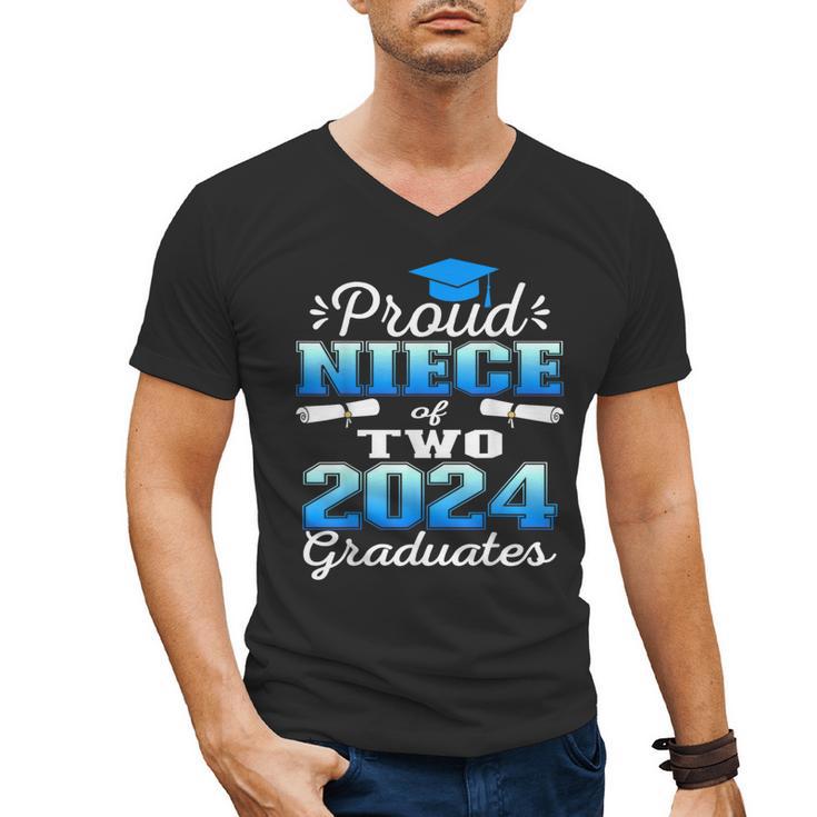 Proud Niece Of Two 2024 Graduate Class 2024 Graduation Men's V-Neck T-Shirt