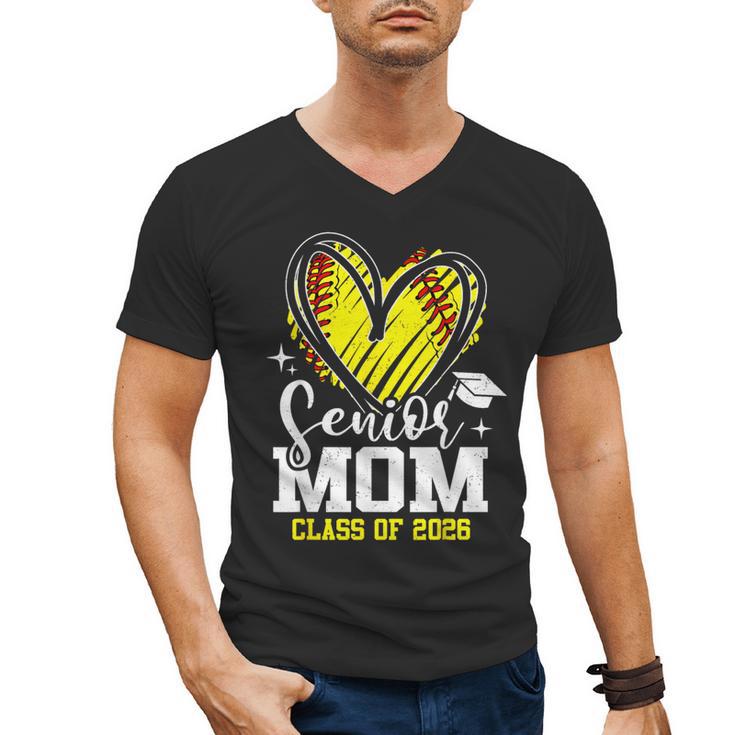Proud Senior Mom Class Of 2026 Softball Graduation Heart Men's V-Neck T-Shirt