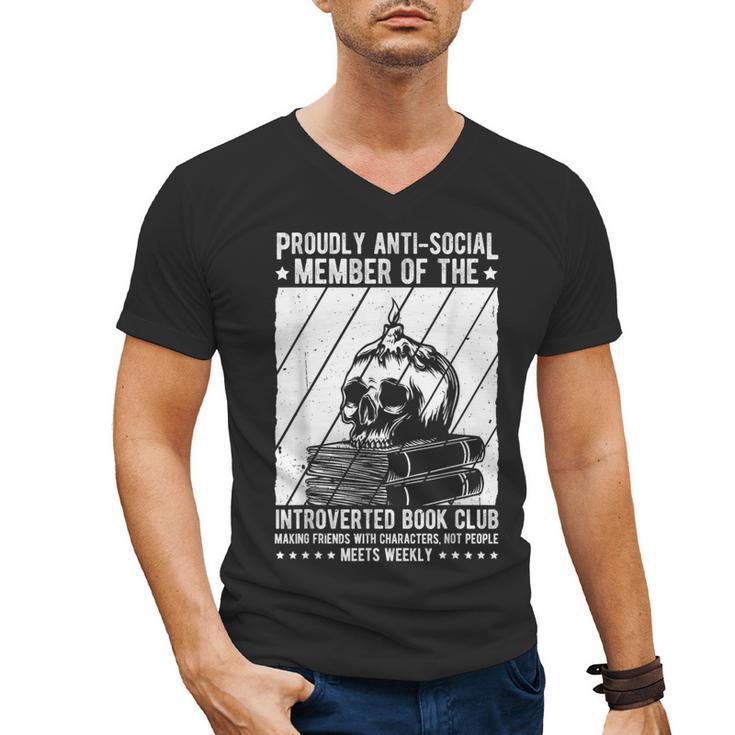 PROUDLY ANTI-SOCIAL MEMBER OF THE Introverted Book Club Men's V-Neck T-Shirt