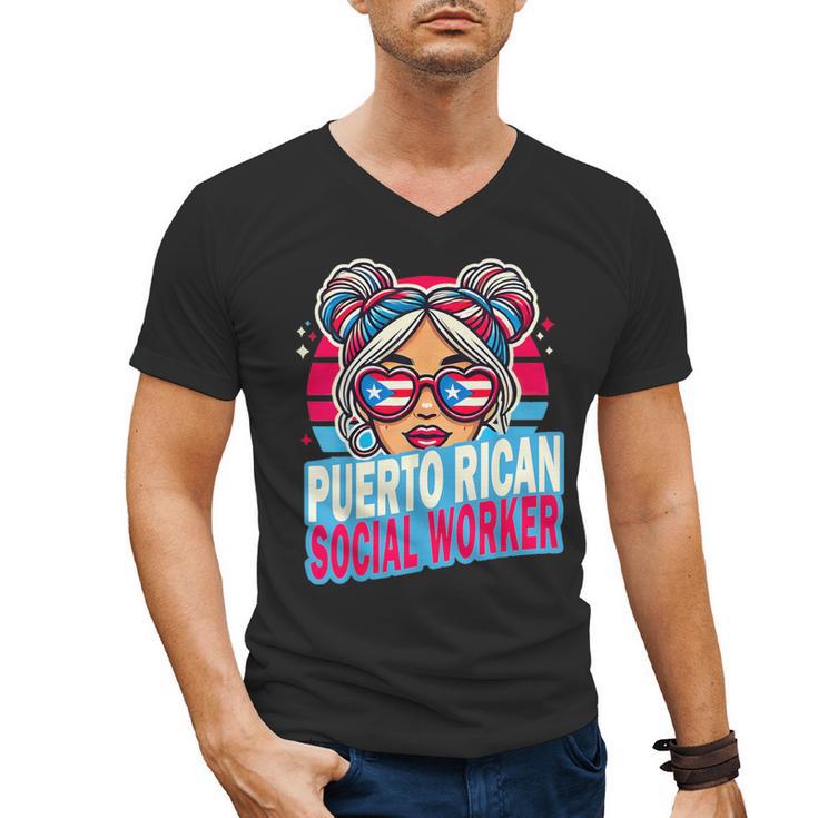 Puerto Rican Latina Social Worker MSW Masters Graduation Men's V-Neck T-Shirt