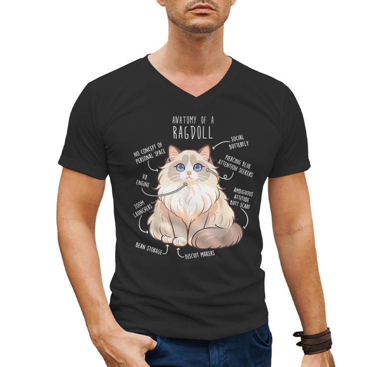 Ragdoll Cat Anatomy Cute Pet Mom Dad Cream Bicolor Men's V-Neck T-Shirt