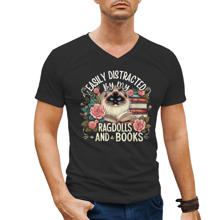 Ragdoll Lover Ragdoll Cat Ragdolls And Books Men's V-Neck T-Shirt
