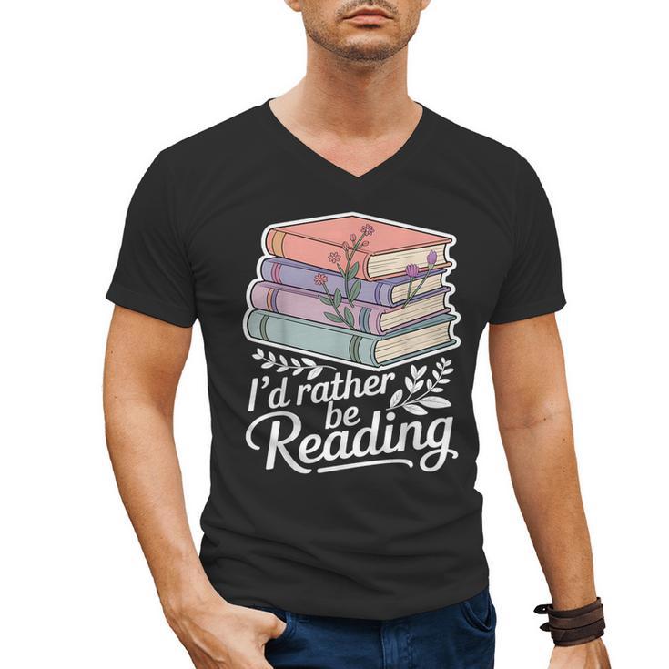 Rather Be Reading Book Lover Stack Men's V-Neck T-Shirt
