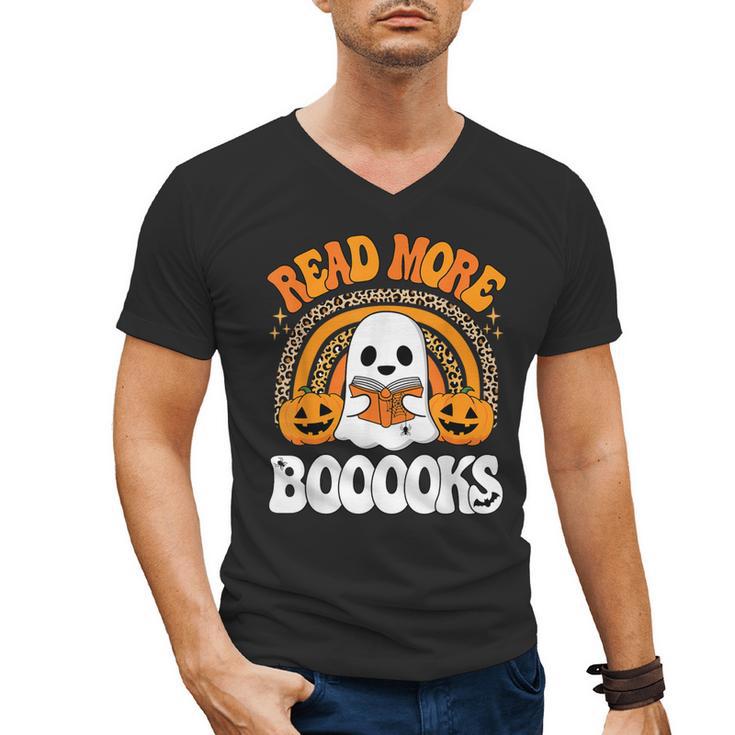 Read More Books Booooks Ghost Pumpkin Cute Teacher Halloween Men's V-Neck T-Shirt